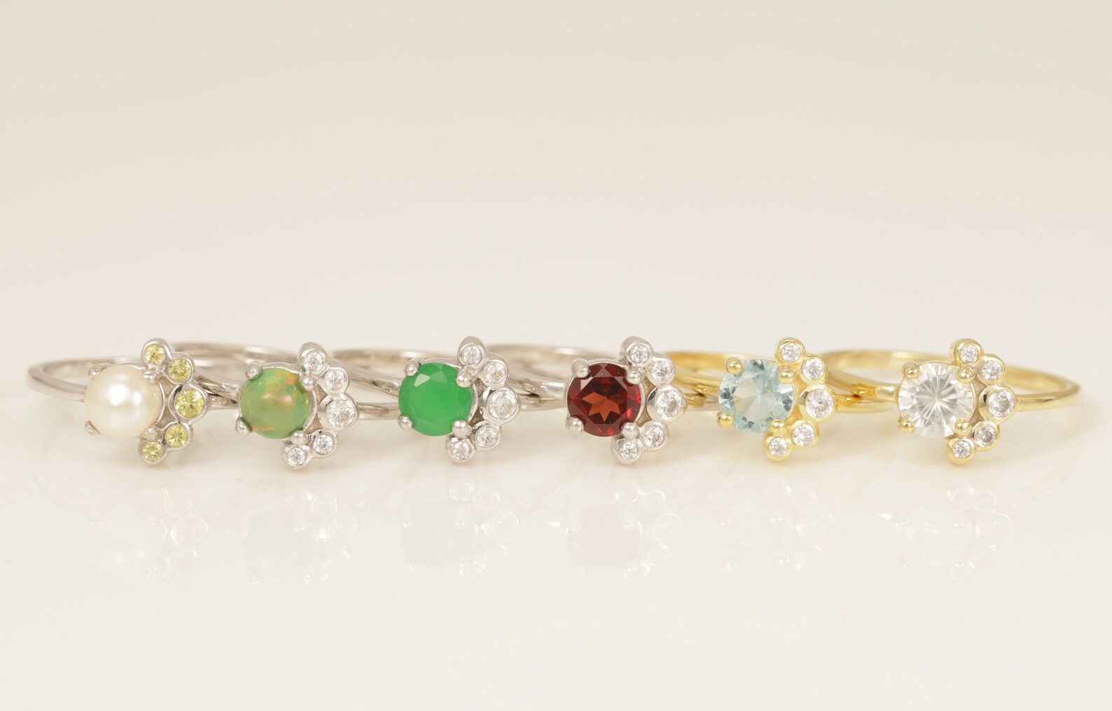 Cluster Gemstone Engagement Ring, Gemstone Wedding ring, Birthstone Ring Gift, Fancy Ring, Anniversary Ring Gift for Her